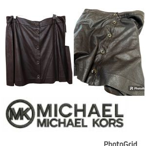 Micheal Kors Suede “Look” Chocolate Brown Skirt Front Buttons Lightweight Lined